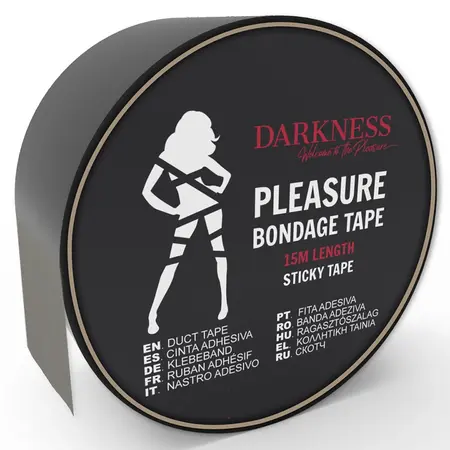 Darkness Crna BDSM traka 15m – Fleksibilan lepljivi dodatak za igru uloga