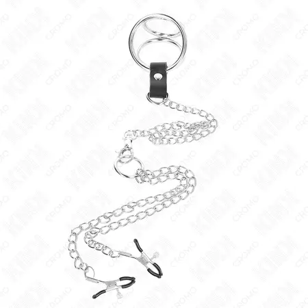 KINK Metalni hromirani set prstenova sa lancem i podesivim stezaljkama 3.8–5 cm 26 cm