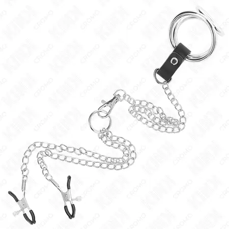 KINK Metalni hromirani set prstenova sa lancem i podesivim stezaljkama 3.8–5 cm 26 cm
