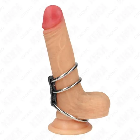 KINK Trojni set metalnih prstenova sa kožnim konektorom 3.7–5 cm