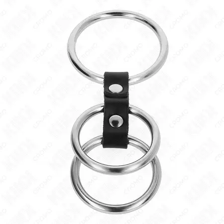 KINK Trojni set metalnih prstenova sa kožnim konektorom 3.7–5 cm