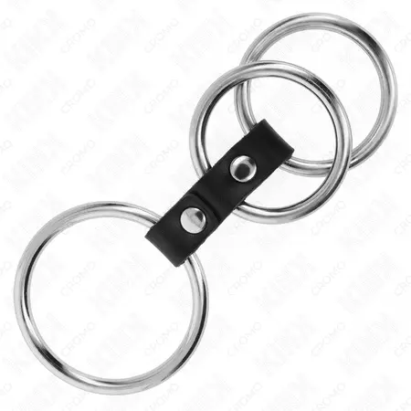 KINK Trojni set metalnih prstenova sa kožnim konektorom 3.7–5 cm