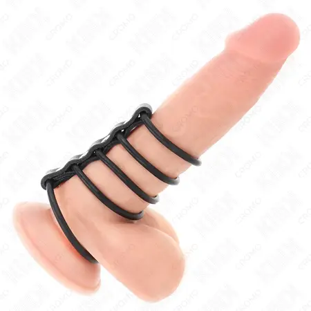 KINK Silikonski sistem prstenova, set od 5 komada 3.8–4.8 cm sa kožnim konektorom