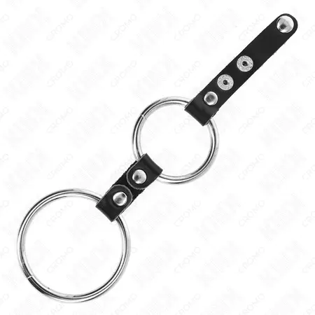 KINK Dupli intimni prsten 3.8–5 cm sa kožnim konektorom, crni