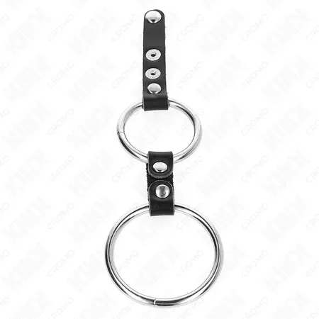 KINK Dupli intimni prsten 3.8–5 cm sa kožnim konektorom, crni