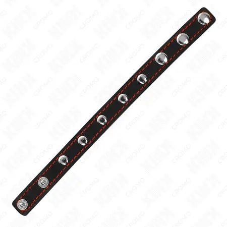 KINK Kožni prsten sa metalnim šiljcima 21.5 x 1.6 cm – Podesivi crni