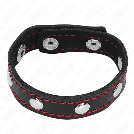 KINK Kožni prsten sa metalnim šiljcima 21.5 x 1.6 cm – Podesivi crni