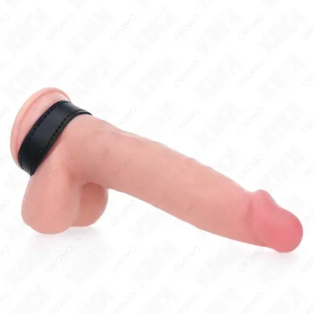KINK Leather Adjustable Ring with Velcro Closure Black 20x2 cm