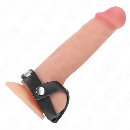 Kink Podesivi kožni prsten sa razdelnikom - Prilagodljivo prijanjanje, crna koža