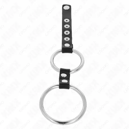 KINK Dvostruki metalni prsten sa kožnim konektorom 3.8-5 cm - Premium sistem za vezivanje