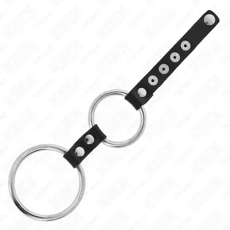 KINK Dvostruki metalni prsten sa kožnim konektorom 3.8-5 cm - Premium sistem za vezivanje