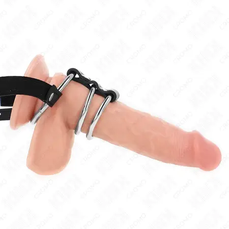 KINK Podesivi trostruki metalni prsten sa kožnom trakom 3.8-5 cm, 112 cm kaiš