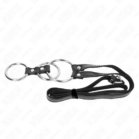 KINK Podesivi trostruki metalni prsten sa kožnom trakom 3.8-5 cm, 112 cm kaiš