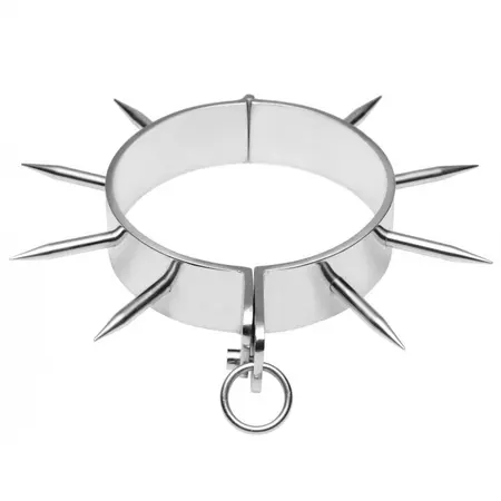METAL HARD Hromirana ogrlica sa šiljcima i O-prstenom, 13.5cm, čelik