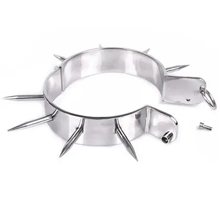 METAL HARD Hromirana ogrlica sa šiljcima i O-prstenom, 13.5cm, čelik