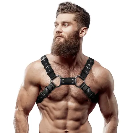 Fetish Submissive Attitude Bulldog Harness Adjustable Vegan Leather Black