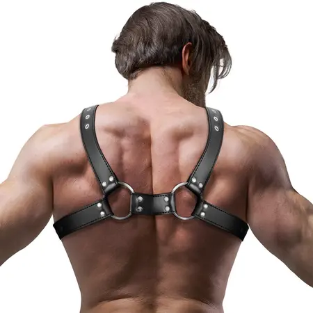 Fetish Submissive Attitude Bulldog Harness Adjustable Vegan Leather Black