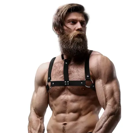 Fetish Submissive Attitude Adjustable Vegan Leather Chest Harness for Men
