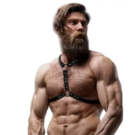 Fetish Submissive Attitude Eco-Leather Chest Harness for Men, Adjustable, Black
