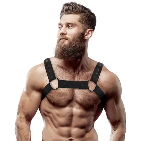 Fetish Submissive Attitude Adjustable Neoprene Chest Harness for Men Black