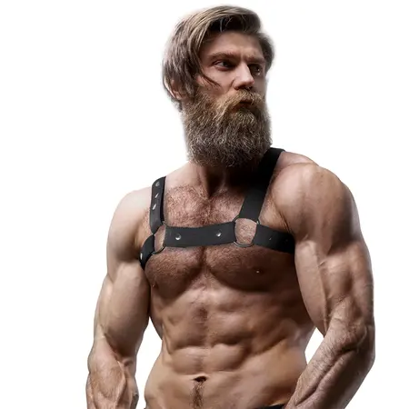 Fetish Submissive Attitude Adjustable Neoprene Chest Harness for Men Black