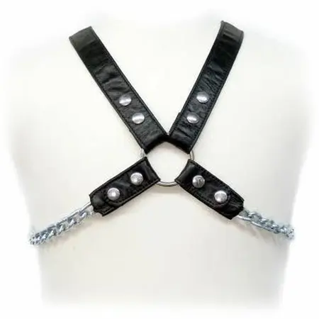Sinner Gear Chain Harness II - Adjustable Leather Body Harness Black