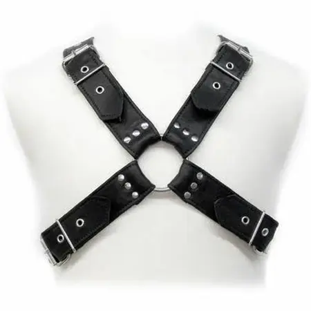 Svenjoyment Leather Body Adjustable Buckles Harness for Men, S-XL