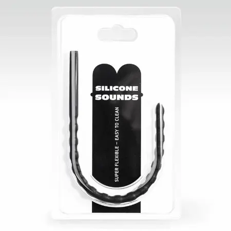ALL BLACK Flexible Silicone Urethral Sound 24cm 8-10mm Black