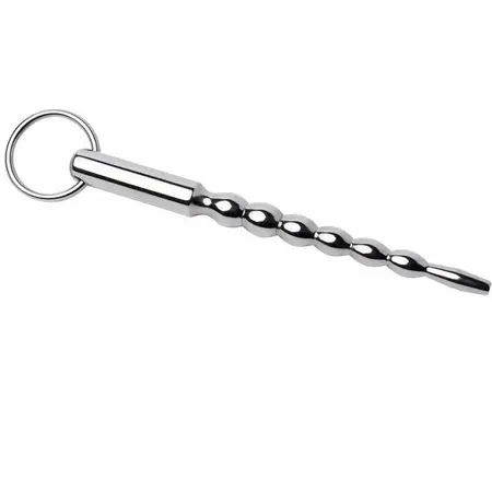 Metal Hard Stainless Steel Intimate Dilator 7mm Beaded Curved Tip 14cm