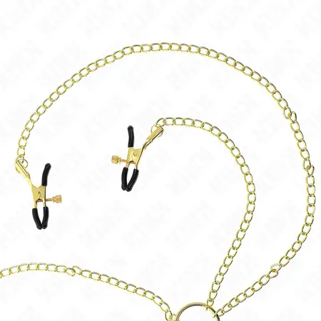 KINK Adjustable Gold Nipple & Clitoral Clamp Set - 4-Piece, Metal Design