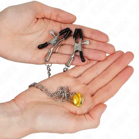 KINK Chain Nipple Clips 30cm with Horn Accent - Adjustable Metal Design