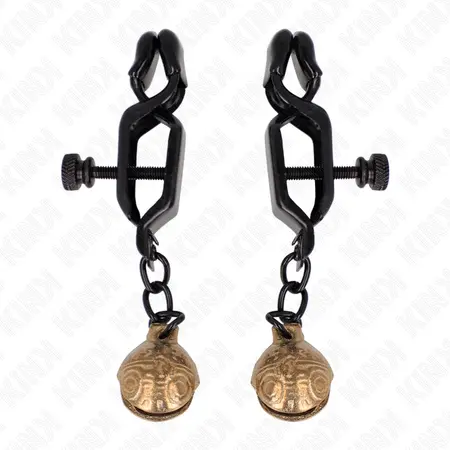 KINK Zvono Klešta-Style Podesive Stege za Bradavice Crne 7cm - Metalna Završna Obrada