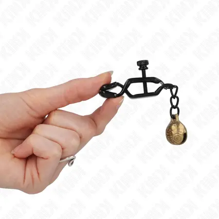 KINK Zvono Klešta-Style Podesive Stege za Bradavice Crne 7cm - Metalna Završna Obrada