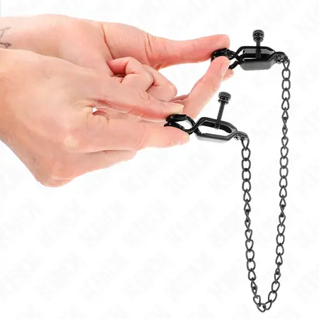 KINK Ravne Lanci Stege za Bradavice Crne 30 cm - Podesivi Metalni Dizajn