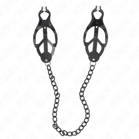 KINK Japanske Djetelina Stege za Bradavice sa Crnim Lancem 30cm - Podesivi Metalni Dizajn
