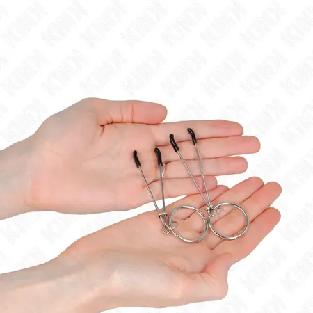 Kink Thin Adjustable Nipple Clamps with O-Ring 7 cm - Sleek Metal Design