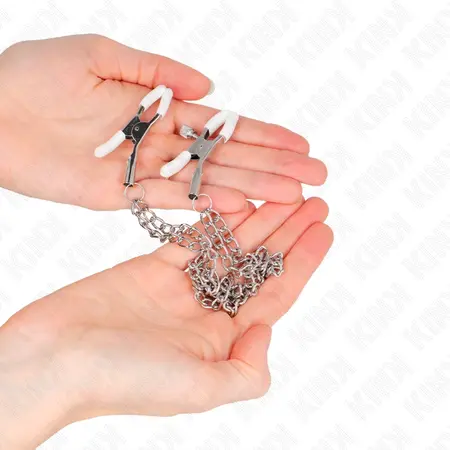 KINK Adjustable Nipple Clamps with Dual Thin Silver Chains 20/23 cm