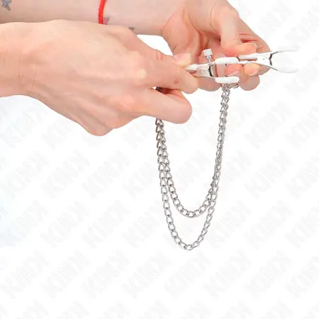 KINK Adjustable Nipple Clamps with Dual Thin Silver Chains 20/23 cm