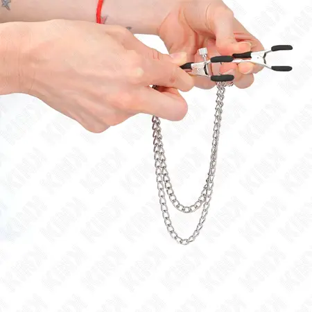 KINK Dvostruki Lanac Stege za Bradavice Srebrne 20/23 cm Podesivi Metalni Dizajn