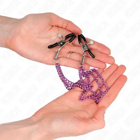 KINK Set Stege za Bradavice sa Trostrukim Lancem Ljubičaste Podesive 20/23/28 cm