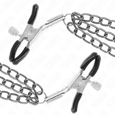 KINK Podesive Stege za Bradavice sa Trostrukim Lancima Crne 20/23/28cm