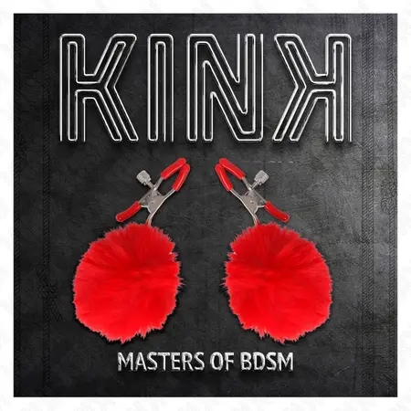 KINK Veštačko Krzno Lopta Crvena Stega za Bradavice 6 cm - Podesivi Metalni Dizajn