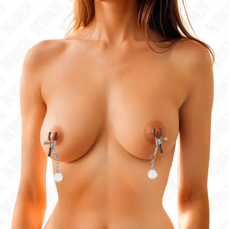 Kink Srebrne Staklene Perle Podesive Stege za Bradavice 6cm - Elegantan Metalni Dizajn