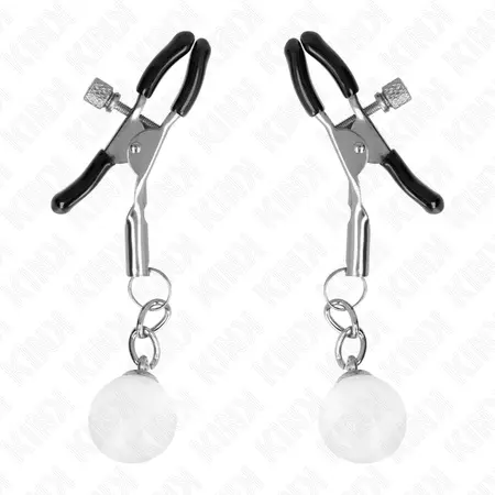 Kink Srebrne Staklene Perle Podesive Stege za Bradavice 6cm - Elegantan Metalni Dizajn