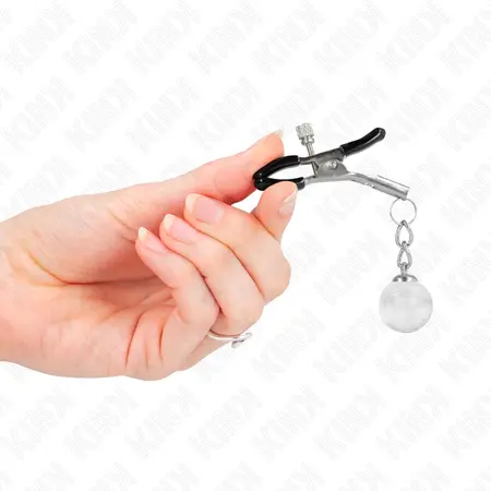 Kink Srebrne Staklene Perle Podesive Stege za Bradavice 6cm - Elegantan Metalni Dizajn