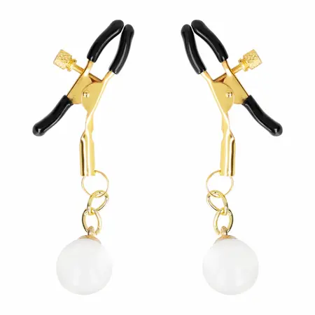 KINK Glass Bead Adjustable Nipple Clamps Gold 6 cm - Elegant Precision