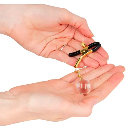 KINK Glass Bead Adjustable Nipple Clamps Gold 6 cm - Elegant Precision