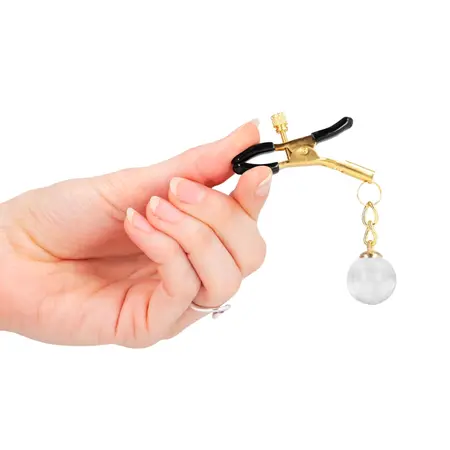 KINK Glass Bead Adjustable Nipple Clamps Gold 6 cm - Elegant Precision