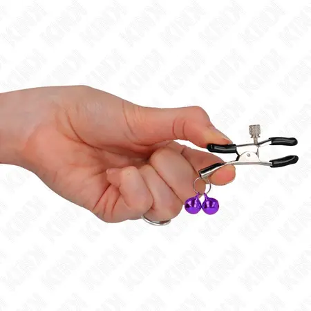 KINK Double Bell Adjustable Nipple Clamp Purple 6 cm - Stylish Metal Design