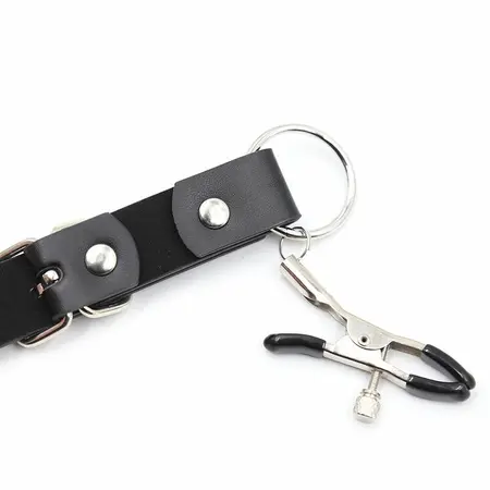 OHMAMA Premium klitoralne stezaljke sa podesivim kaiševima za noge, crna, One Size